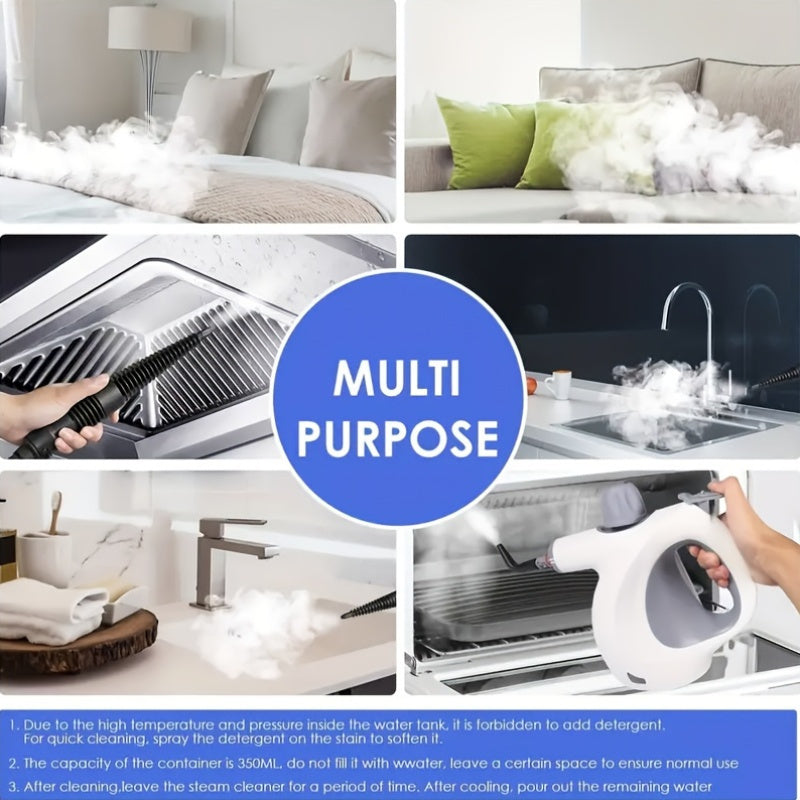 Handheld Multi-Surface Pressurized Steam Cleaner With 12 Accessories, Multi-Purpose Steam Generator For Household Water Tank, Natural Steam Cleaning, Yellow