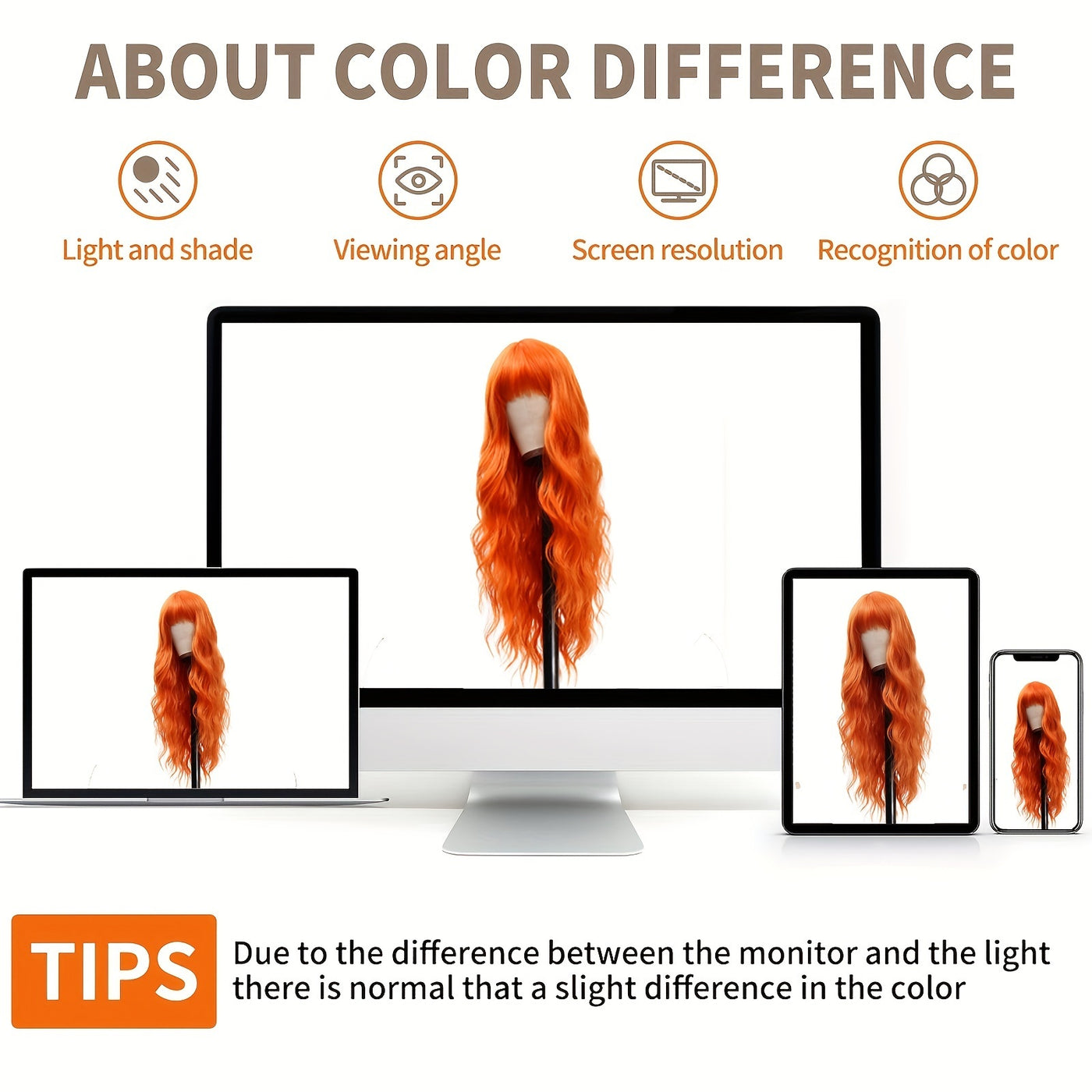 Elegant Long Orange Non-toxic Wig, Synthetic Wavy Hair Wig For Ladies, 28-inch Long Hair, Suitable For The Whole Scene