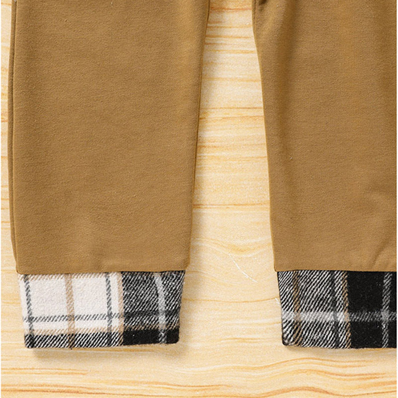 Toddler Baby Boy Clothes Plaid Long Sleeve Hoodie Sweatshirt & Pants 2pcs Boys Outfit Set