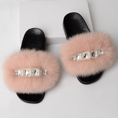 Pantuflas de lana sencillas y modernas para mujer