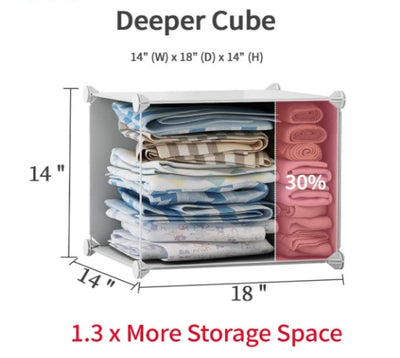 8 Cube Organizer Stackable Plastic Cube Storage Shelves Design Multifunctional Modular Closet Cabinet with Hanging Rod