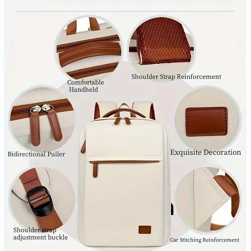 Backpack Oxford Cloth Business Computer Bag With Large Capacity, Strong And Wearable Student School Bag, Solid Color And Versatile Travel Backpack