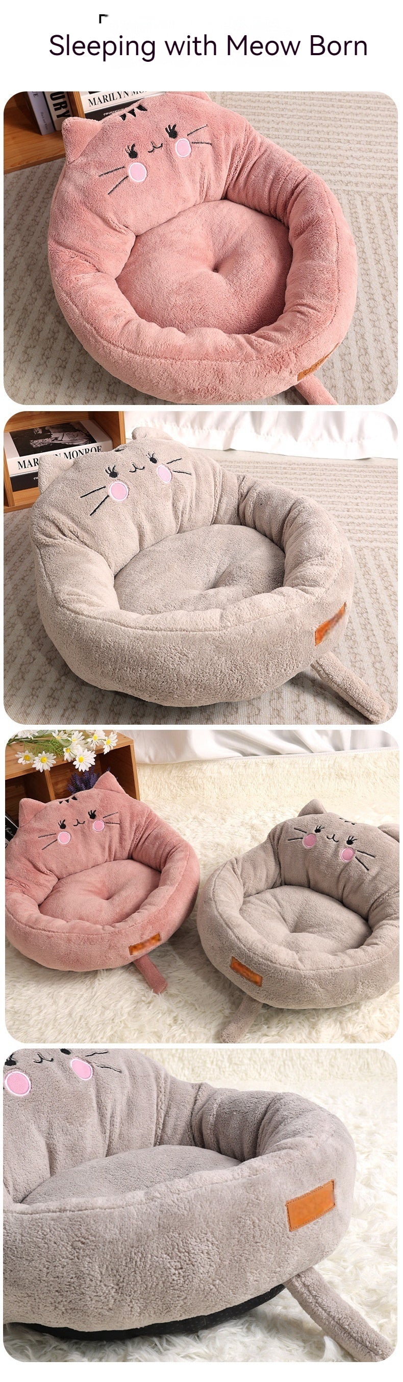 Cama para mascotas de dibujos animados, grande y pequeña, de tendencia, para perros y gatos.