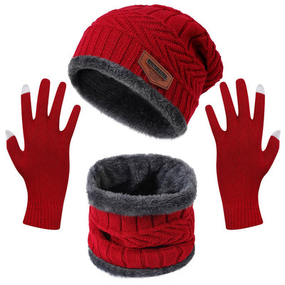 3Pcs Winter Knitted Hat Scarf Gloves Winter Warm Beanie And Touch Screen Gloves Scarf Set Knit Beanie Skull Cap Neck Warmer Mittens For Men Women
