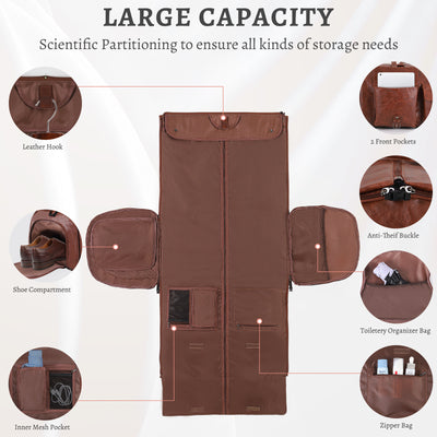 Large Capacity Men's Leather Suit Storage Bag