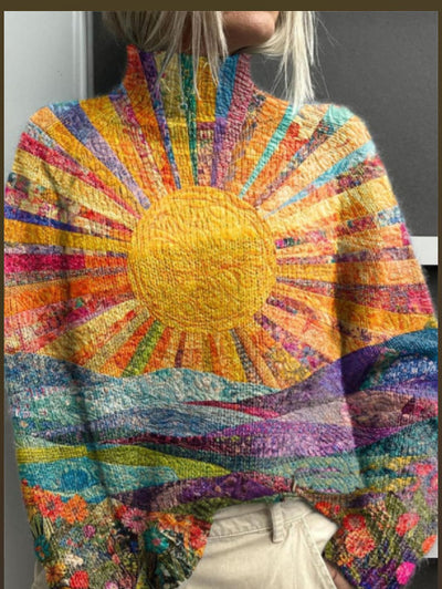 Printed Autumn And Winter New High Neck Long Sleeve Sweaters Women's Clothing