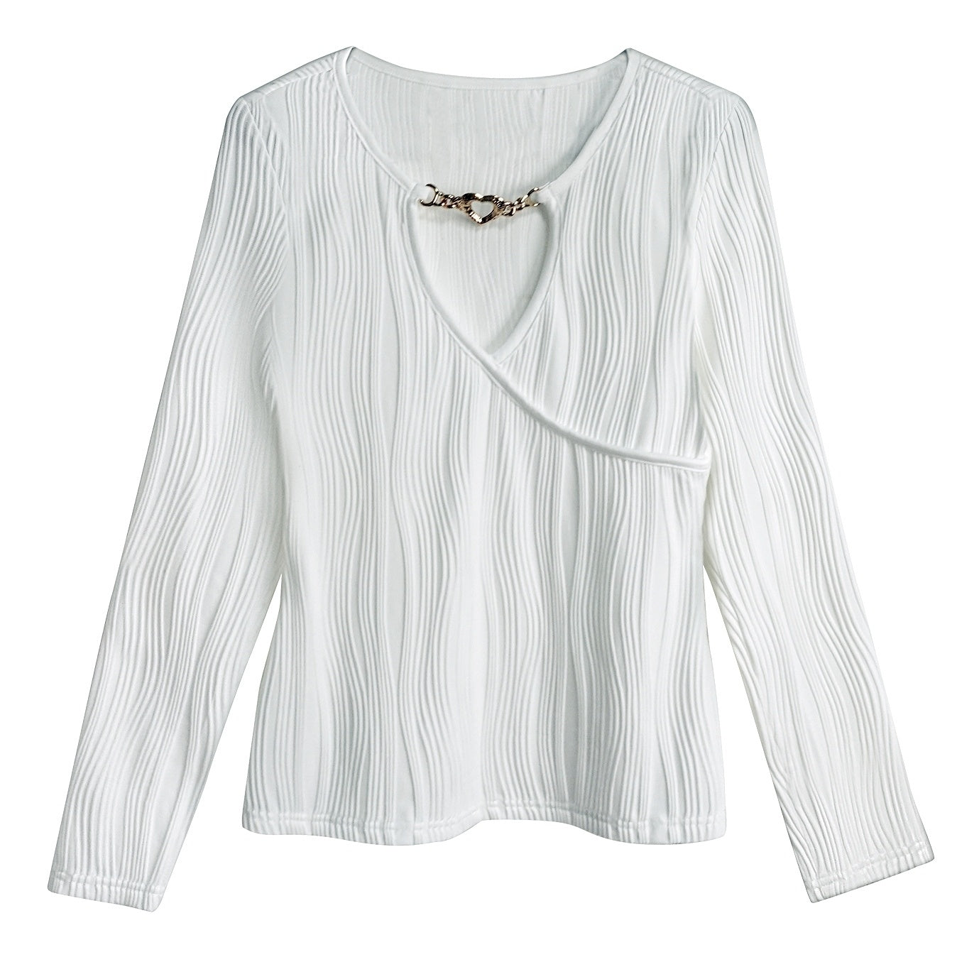 Ladies' Hollowed Out Heart-shaped Chain Decorative Texture Casual Top