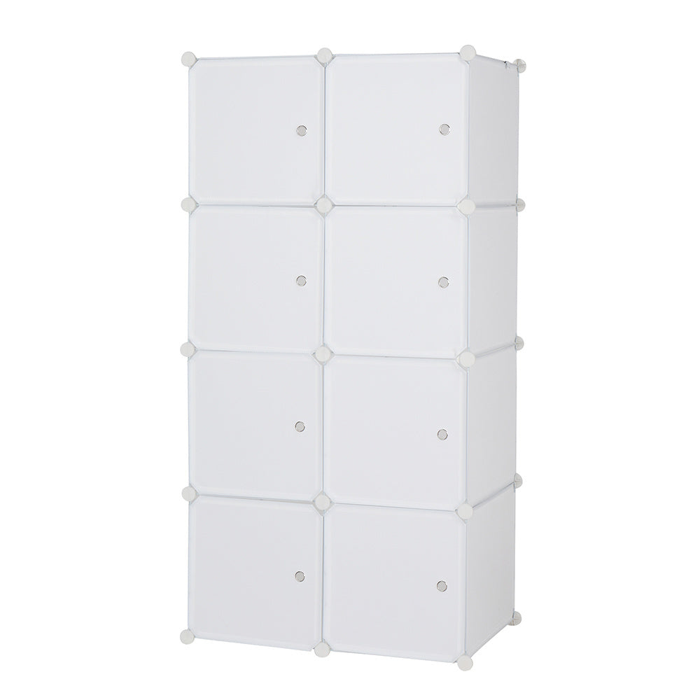 8 Cube Organizer Stackable Plastic Cube Storage Shelves Design Multifunctional Modular Closet Cabinet with Hanging Rod