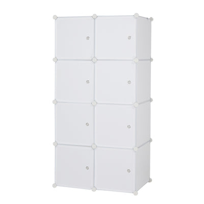 8 Cube Organizer Stackable Plastic Cube Storage Shelves Design Multifunctional Modular Closet Cabinet with Hanging Rod