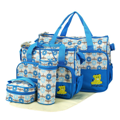 4PCS Per Set Baby Nappy Diaper Bags Set Mummy Diaper Shoulder Bags WithNappy Changing Pad Insulated Pockets Travel Tote Bags For Mom Dad