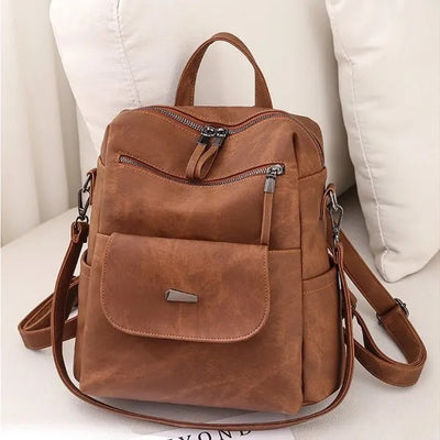 Backpack Purse For Womens, Waterproof PU Leather Backpacks Handbags, Ladies Casual Shoulder Bags Brown