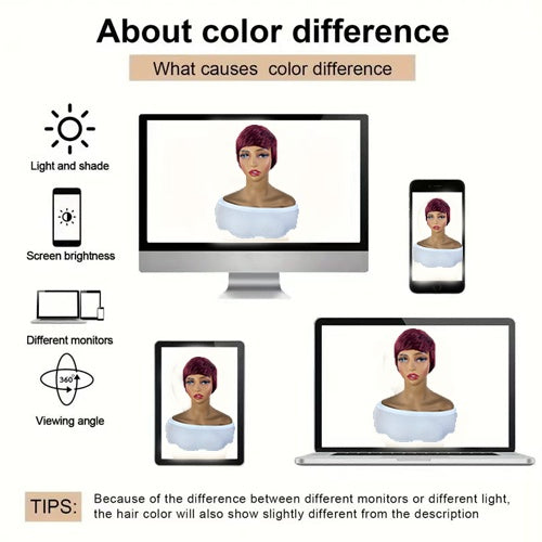 Short And Straight, Elf, Human Hair Non-toxic Wig, Burgundy, Short And Elf Haircut, Ladies Wig, Applicable To The Whole Scene.