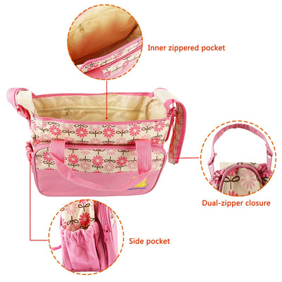 4PCS Per Set Baby Nappy Diaper Bags Set Mummy Diaper Shoulder Bags WithNappy Changing Pad Insulated Pockets Travel Tote Bags For Mom Dad