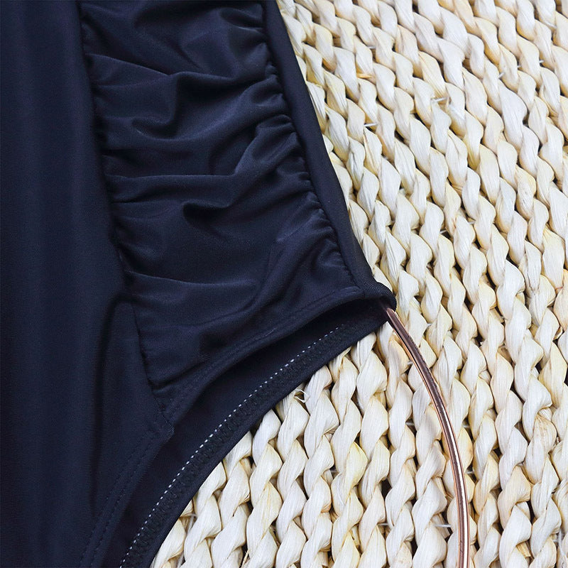 Women's V Neck Ruffle Sleeve Bathing Suit Ruched Tummy Control One Piece Swimsuits