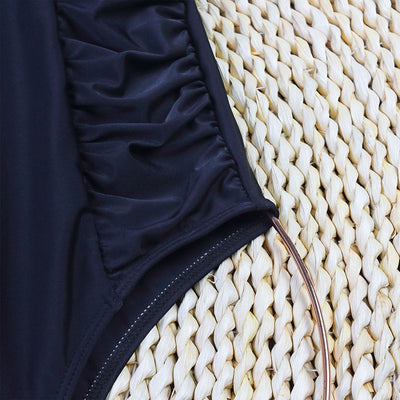 Women's V Neck Ruffle Sleeve Bathing Suit Ruched Tummy Control One Piece Swimsuits