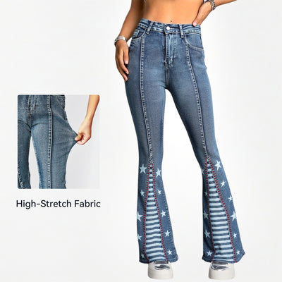 Vintage Star Pattern Jeans Forbidden Platform - Temu