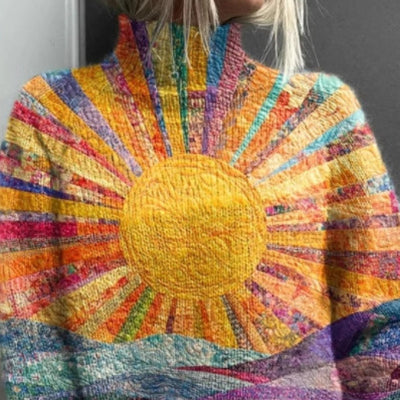 Printed Autumn And Winter New High Neck Long Sleeve Sweaters Women's Clothing