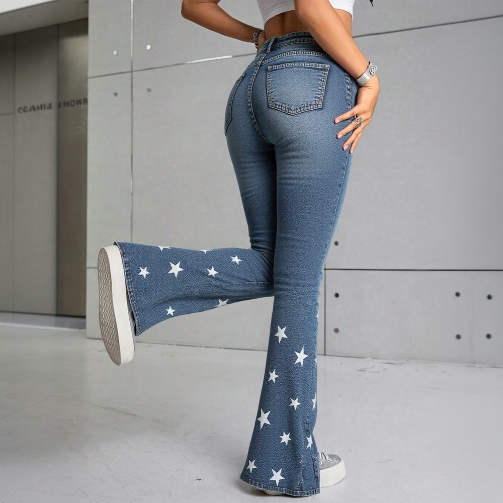 Vintage Star Pattern Jeans Forbidden Platform - Temu
