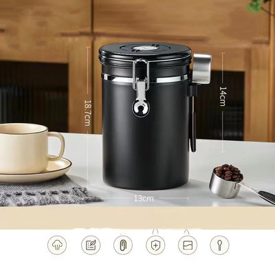 304 Food Grade Moisture-proof Sealed Tank Exhaust Coffee Bean Storage Tank