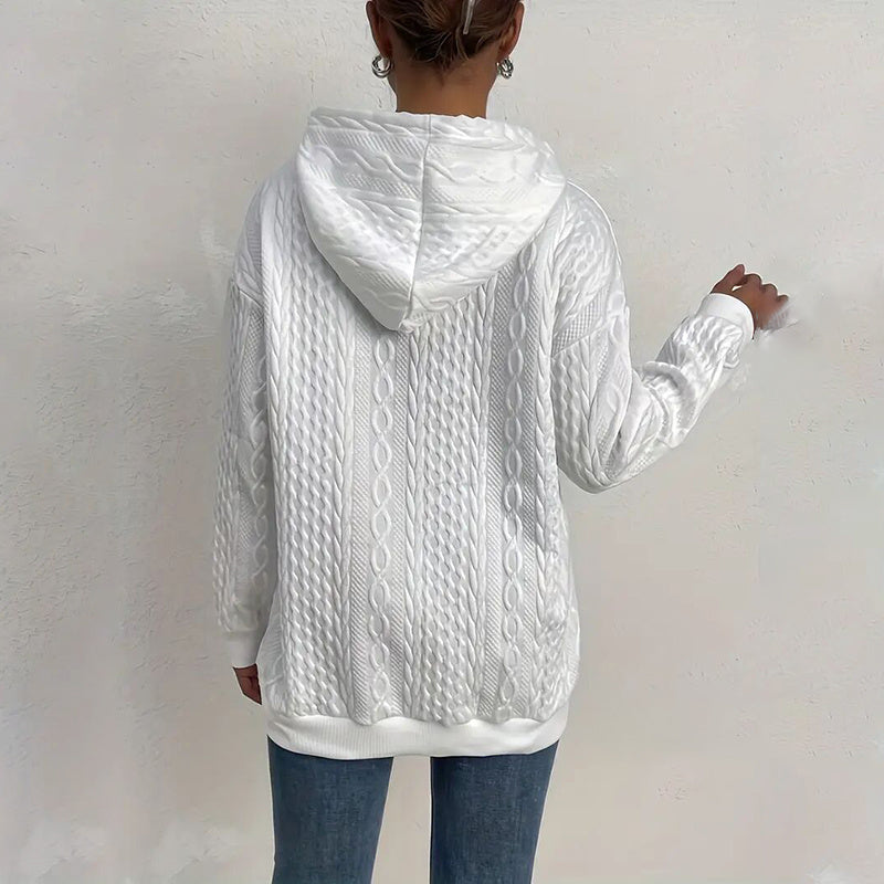 Womens Hoodies Casual Long Sleeve Drawstring Textured Pullover Tops Loose Hooded Sweatshirt