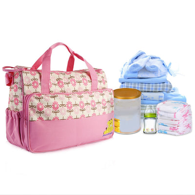 4PCS Per Set Baby Nappy Diaper Bags Set Mummy Diaper Shoulder Bags WithNappy Changing Pad Insulated Pockets Travel Tote Bags For Mom Dad
