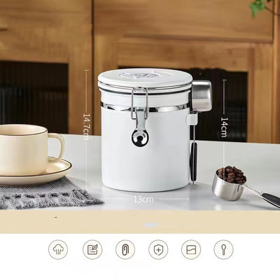 304 Food Grade Moisture-proof Sealed Tank Exhaust Coffee Bean Storage Tank